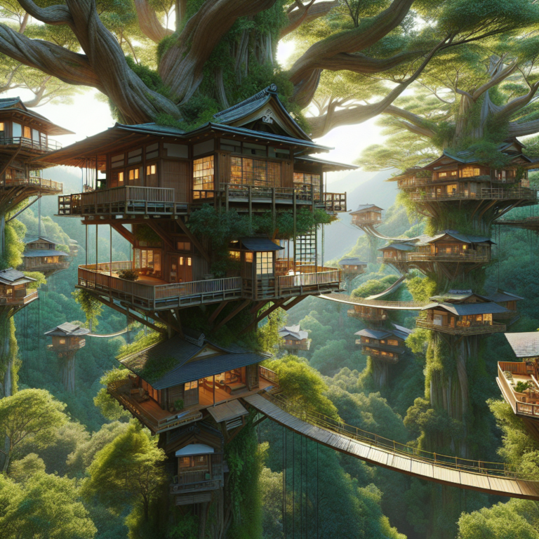 Ce complexe de maisons dans les arbres au Japon offre une vue à 360 degrés sur la jungle