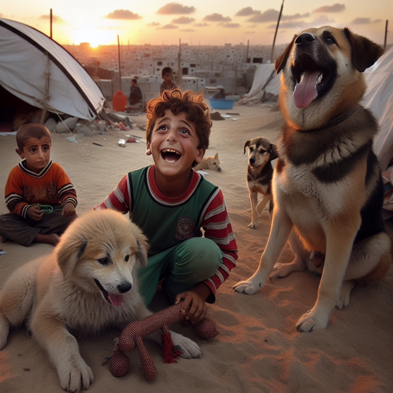 Un adolescent déplacé de Gaza trouve joie et inquiétude auprès de ses chiens
